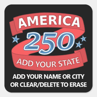 Sticker Carré Amérique 250 Ajouter État Et Texte Semiquincentena