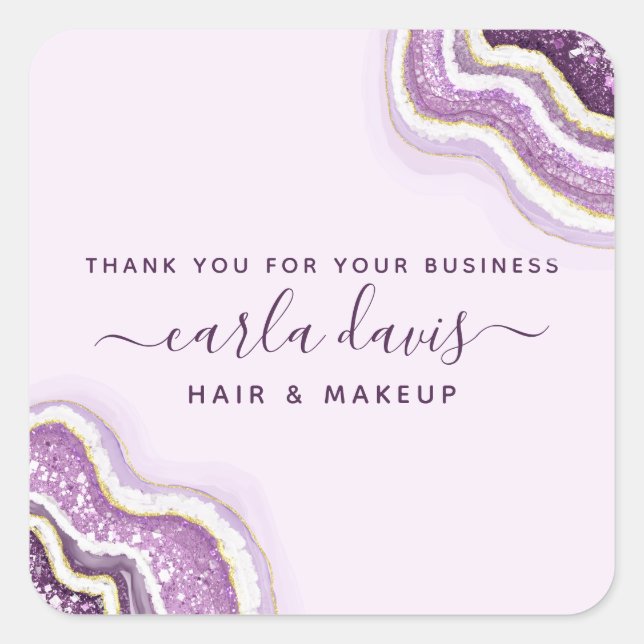 Sticker Carré Amethyst Purple Parties scintillant Agate Geode Lu (Devant)