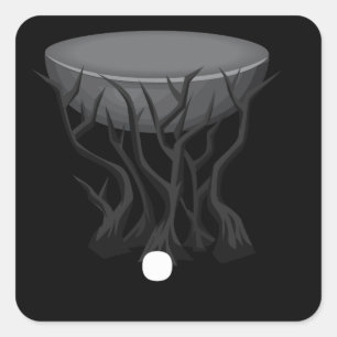 Sticker Carré Ameublement brillant latéral cendré branches noire