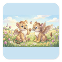 Amis griffons mignons – Un petit papillon