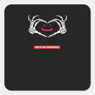 Sticker Carré Amis ! Squelette classique Mains Coeur