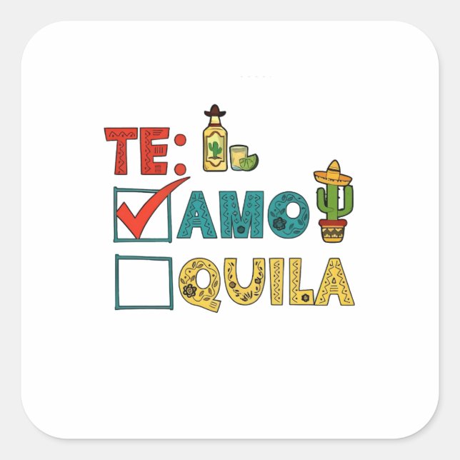 Sticker Carré Amo Tequila Cinco De Mayo Drôle (Devant)