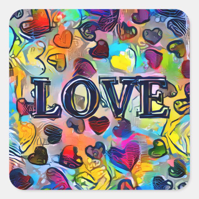 Sticker Carré Amour | Abstrait coloré (Devant)