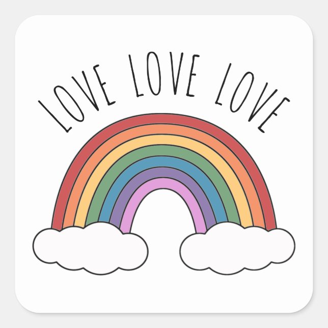 Sticker Carré Amour Arc-en-ciel Amour Amour (Devant)
