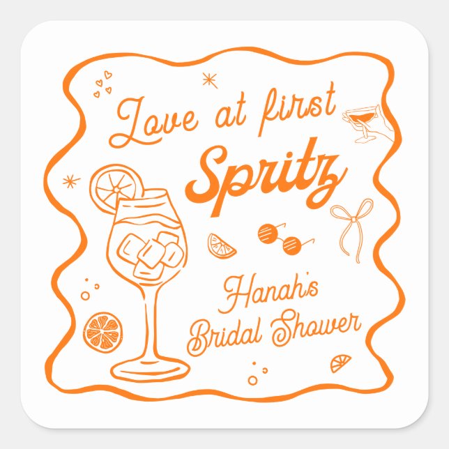 Sticker Carré Amour au premier spritz fête de mariage (Devant)