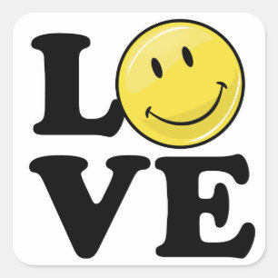 Sticker Carré Amour Avec Un Sourire   Visage classique heureux