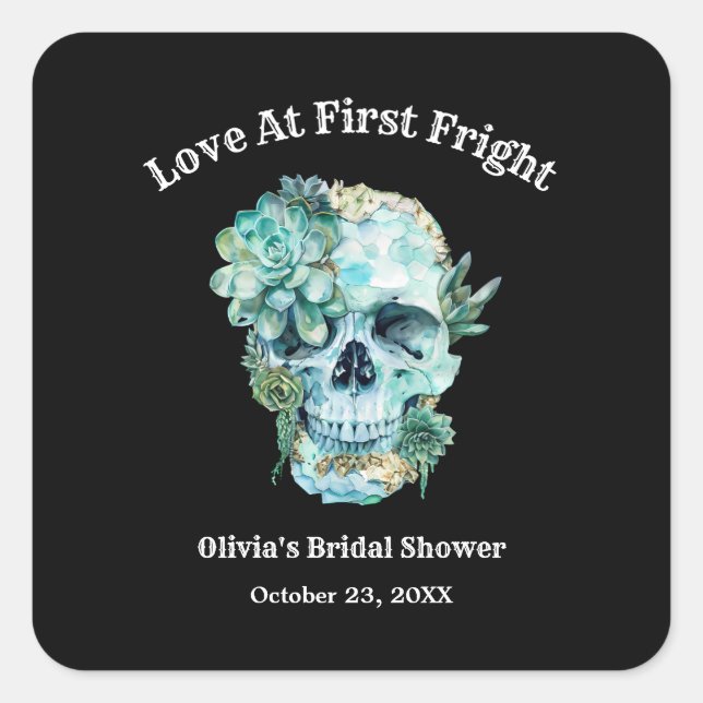 Sticker Carré Amour de crâne à première effroi Fête de mariage à (Devant)