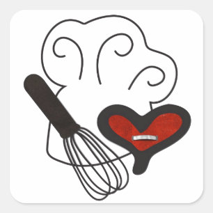 Sticker Carré Amour de cuisine de casquette de chef