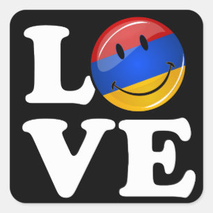 Sticker Carré Amour de drapeau de sourire de l'Arménie