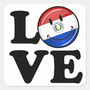Sticker Carré Amour de drapeau de sourire du Paraguay