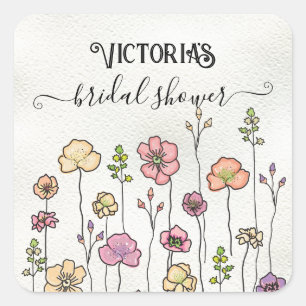 Sticker Carré Amour de fleurs sauvages en fleurs Fête de mariage