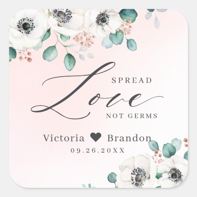 Sticker Carré Amour de l'anémone à fleurs pour le mariage  (Devant)