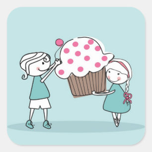Sticker Carré Amour de petit gâteau