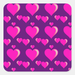 Sticker Carré Amour de Saint-Valentin de coeurs roses et