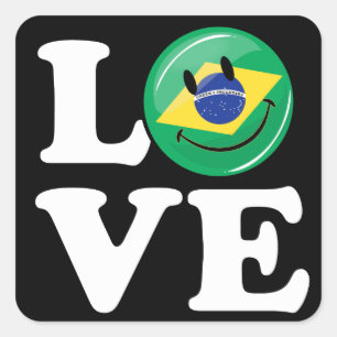 Sticker Carré Amour de visage de sourire du Brésil