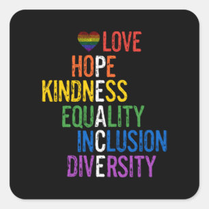 Sticker Carré Amour Espoir Bonté Égalité Inclusion Diversité Pe