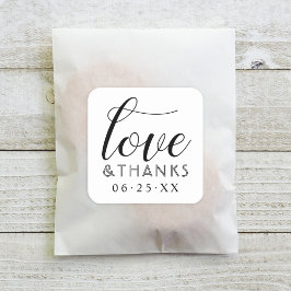 Sticker Carré Amour et Merci Mariage de script noir moderne