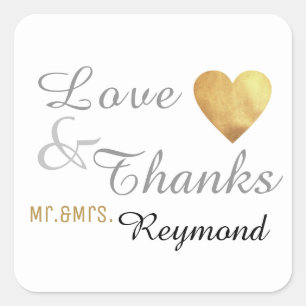 Sticker Carré amour et merci. mariage marriage marriages
