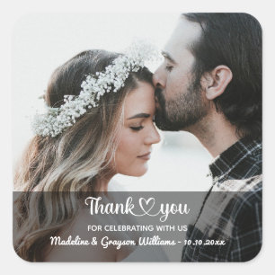 Sticker Carré Amour et remerciements Mariage personnalisé avec p