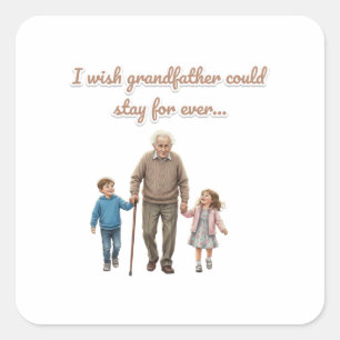 Sticker Carré Amour éternel grand-père et petits-enfants