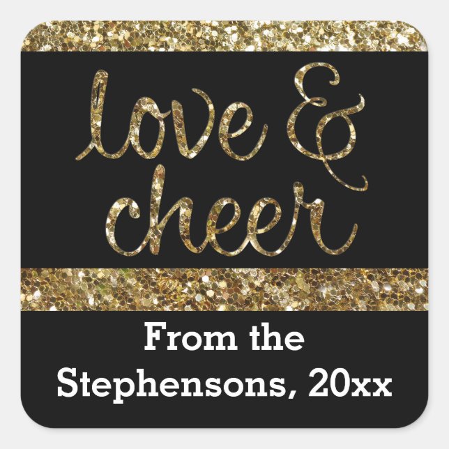 Sticker Carré Amour + Parties scintillant Cheer Effet brillant N (Devant)