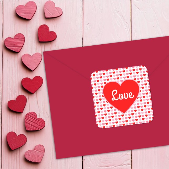 Sticker Carré Amour Rouge Coeur Rose & Rouge Motif de coeur de l (Créateur téléchargé)