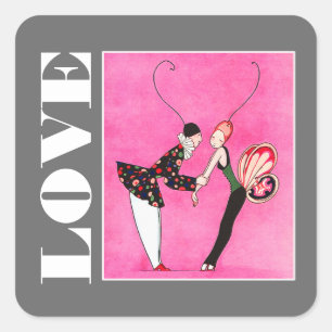 Sticker Carré Amour. Saint-Valentin Art déco