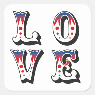 Sticker Carré Amour - Style de Carnaval de Cirque Vintage
