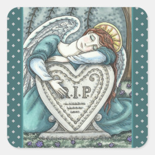 STICKER CARRÉ AMOUREUX ANGE GUARDIEN, CÉMETTRE MOURNING ART RIP