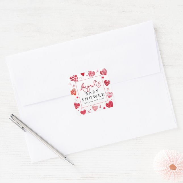 Sticker Carré Amoureux | BABY SHOWER (Enveloppe)