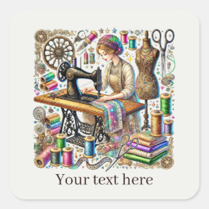 Sticker Carré Amoureux de couture mignons ajoutent du texte