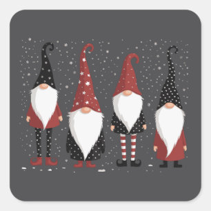Sticker Carré Amoureux de Gnomies Drôle de Noël Gnome