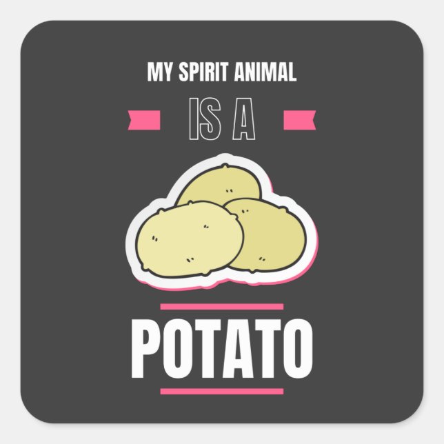 Sticker Carré Amoureux De La Pomme De Terre Drôle Mon Esprit Ani (Devant)