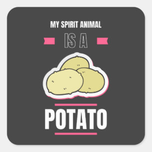 Sticker Carré Amoureux De La Pomme De Terre Drôle Mon Esprit Ani