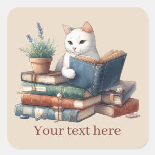 Sticker Carré amoureux de les chats mignons ajouter du texte