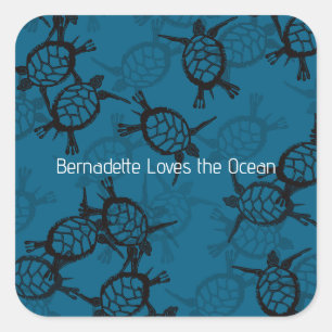 Sticker Carré Amoureux de l'océan Tortue marine