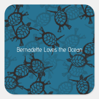 Sticker Carré Amoureux de l'océan Tortue marine