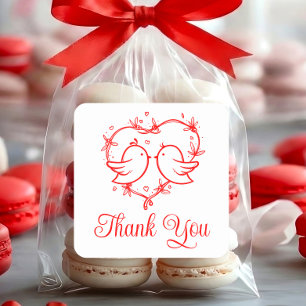 Sticker Carré Amoureux Fantaisistes Bohème Cœur Rouge Merci