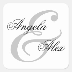 Sticker Carré Ampersand de couple de calligraphie fantaisie