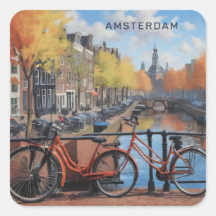 Sticker Carré Amsterdam de texte personnalisé