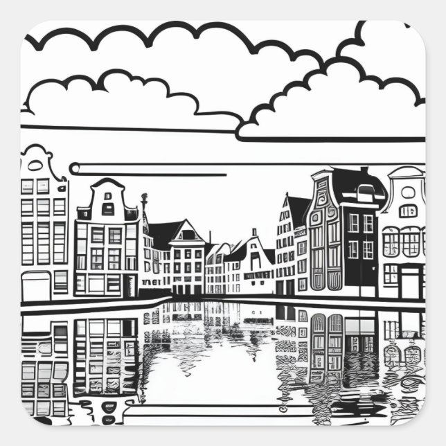 Sticker Carré Amsterdam minimaliste (Devant)