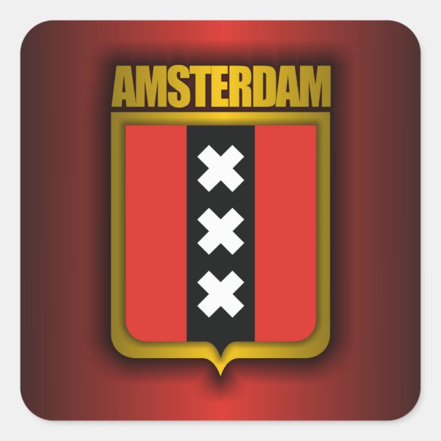 Sticker Carré Amsterdam Steel (Drapeau) (Devant)