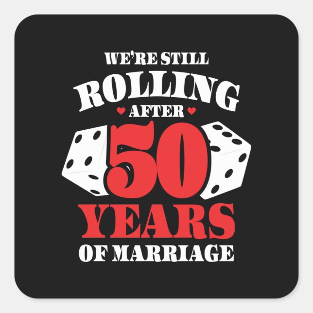 Sticker Carré Amusant 50ème anniversaire Couples mariés 50 ans (Devant)