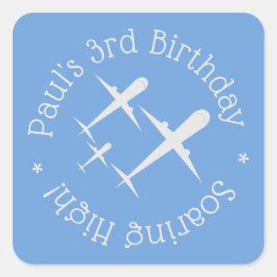 Sticker Carré Amusant, élégant Personnalisé Avions d'Anniversair