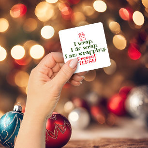 Sticker Carré Amusant jeu de Noël   Humour de grammaire de vacan