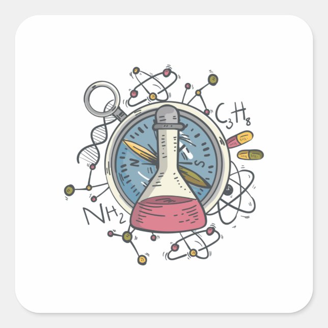 Sticker Carré Amusant jeu de sciences de l'hématologie С (Devant)