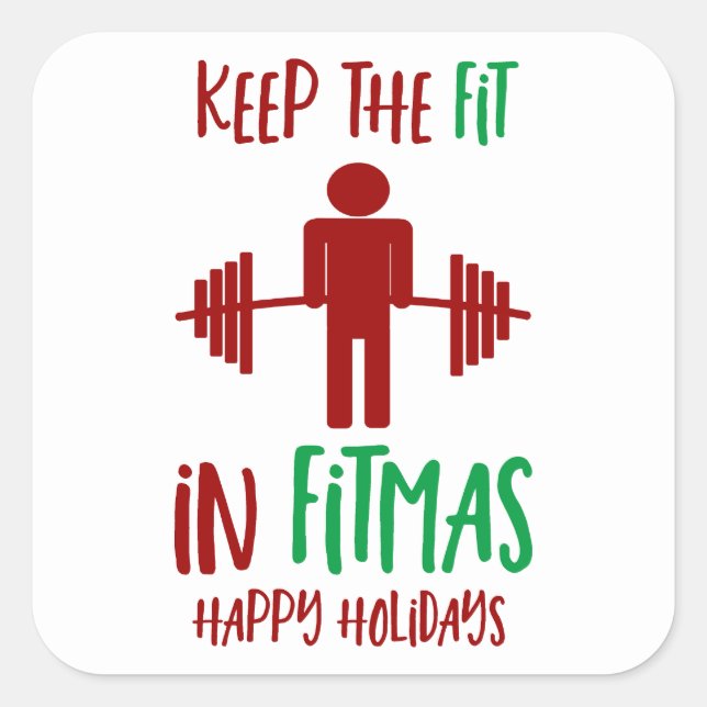 Sticker Carré Amusant Joyeux Noël Fitmas Pun Trainer (Devant)