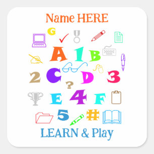 Sticker Carré Amusant Personnalisé École Enfants et Enseignant C