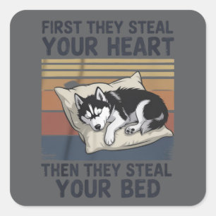 Sticker Carré Amusant Propriétaire de Chien Amateur de Husky Sib