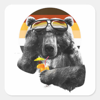 Sticker Carré Amusante Fierté de l'ours gay LGBT